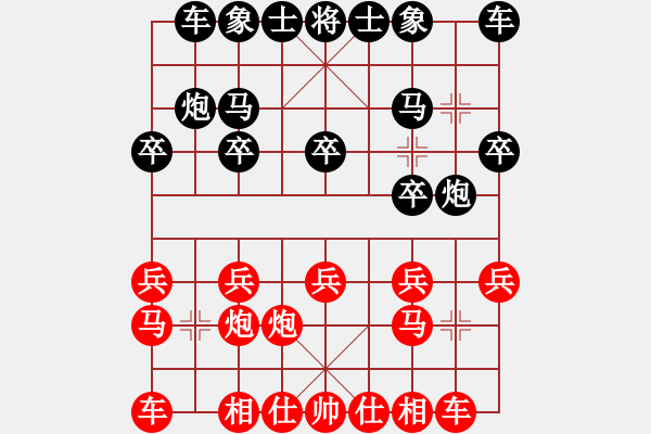 象棋棋譜圖片：第四節(jié) 紅進邊馬變例 第63局 紅進邊馬對黑進右馬 - 步數(shù)：10 