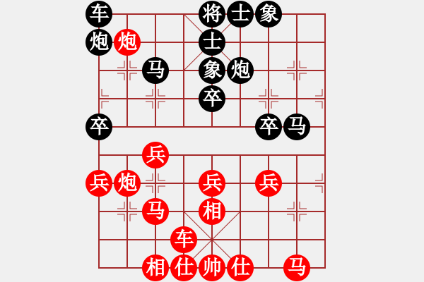 象棋棋譜圖片：品棋佛女(9段)-和-佳佳測(cè)試員(9段)飛相進(jìn)左馬對(duì)進(jìn)７卒 - 步數(shù)：30 