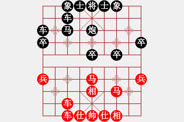 象棋棋譜圖片：起馬對挺卒轉(zhuǎn)中炮對屏風(fēng)馬（旋風(fēng)V7.0先勝巫師業(yè)余級） - 步數(shù)：30 