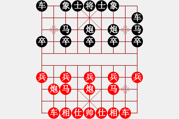 象棋棋谱图片：刘杰先胜王新春（2015年10月11日的哥月赛） - 步数：10 