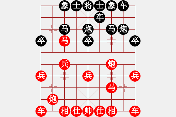 象棋棋譜圖片：后勝網(wǎng)絡棋手（起馬對中炮） - 步數(shù)：20 