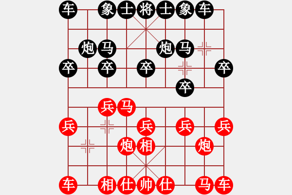 象棋棋谱图片：飞相对黑挺7卒左士角炮（旋风V7.0拆棋）和棋 - 步数：10 