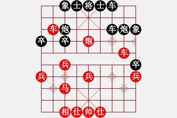 象棋棋譜圖片：順炮直車對緩開車黑右橫車8-1 - 步數(shù)：35 