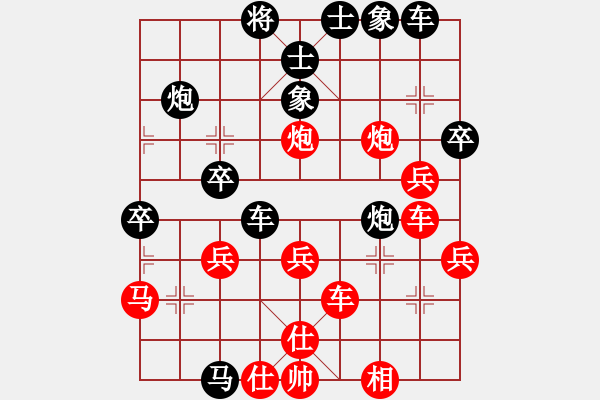 象棋棋譜圖片：五七炮互進(jìn)三兵對(duì)屏風(fēng)馬邊卒右馬外盤河 紅左橫車對(duì)黑飛右象多情棋無(wú)情(天罡)-勝-山寨版棋軟(北斗) - 步數(shù)：40 