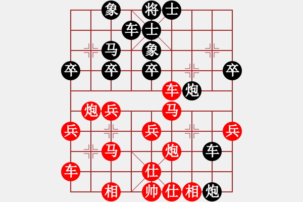 象棋棋譜圖片：20171114 后負(fù)天天業(yè)7-3 中炮急巡河炮兌兵對(duì)屏風(fēng)馬 黑炮2進(jìn)2 紅車二進(jìn)六 馬7進(jìn)6 車二 - 步數(shù)：30 