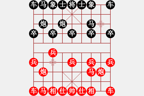 象棋棋谱图片：E04 仙人指路对士角炮或过宫炮 - 步数：4 