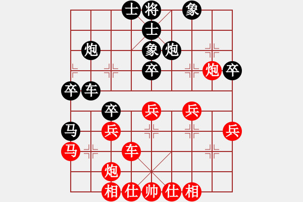 象棋棋譜圖片：五七炮進(jìn)三兵對(duì)屏風(fēng)馬飛右象（旋風(fēng)14層拆棋）紅勝 - 步數(shù)：40 