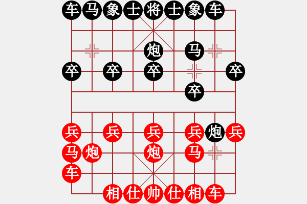 象棋棋谱图片：2014年桑坡柳大华盲棋1对10第5台 - 步数：10 