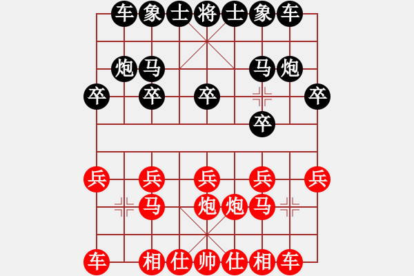 象棋棋譜圖片：起馬應(yīng)仕角炮紅后補(bǔ)中炮（基本格式） - 步數(shù)：10 