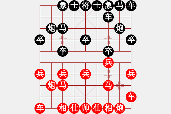 象棋棋譜圖片：挺卒應起馬紅屏風馬右橫車（黑勝） - 步數(shù)：10 