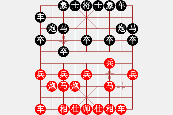 象棋棋譜圖片：過(guò)宮炮對(duì)黑3路卒左邊馬（旋風(fēng)V7.0拆棋）和棋 - 步數(shù)：10 