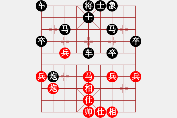 象棋棋譜圖片：中炮對(duì)屏風(fēng)馬雙炮過河（黑勝） - 步數(shù)：34 