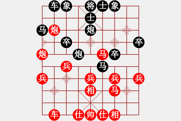 象棋棋譜圖片：葬心紅勝酷貓貓abc【順炮緩開車局】 - 步數(shù)：30 