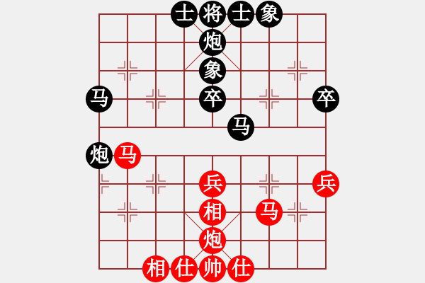 象棋棋譜圖片：JEJ五六炮正馬巡河車兌三兵對屏風(fēng)馬挺7卒直車右邊炮 - 步數(shù)：40 