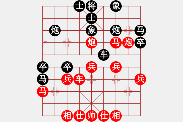 象棋棋譜圖片：洪大20160223五七炮進(jìn)三兵對(duì)屏風(fēng)馬-黑右象卒林車 - 步數(shù)：36 