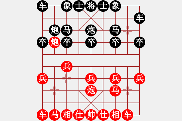 象棋棋譜圖片：軟弱強(qiáng)(3段)-負(fù)-新手請(qǐng)關(guān)照反馬橫車對(duì)五八炮 - 步數(shù)：10 