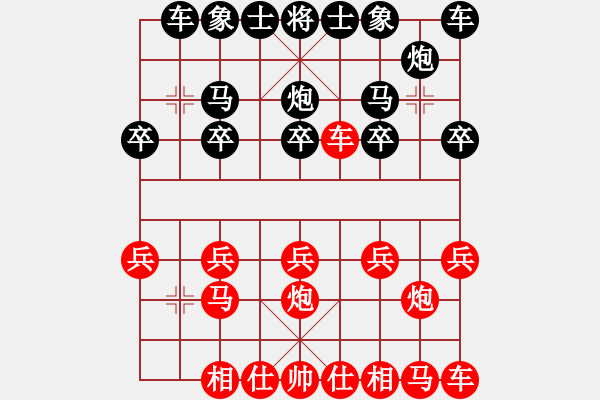 象棋棋譜圖片：順炮橫車對(duì)直車（紅橫車急攻正馬）例局之三 - 步數(shù)：10 