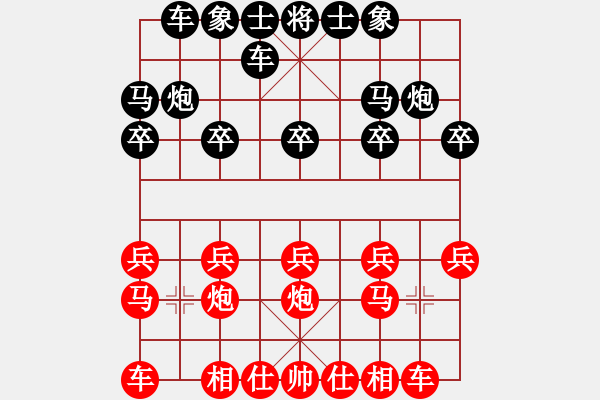 象棋棋谱图片：赢一盘实在难[红先胜] -VS- guo_1995630[黑] 中炮对龟背炮 - 步数：10 
