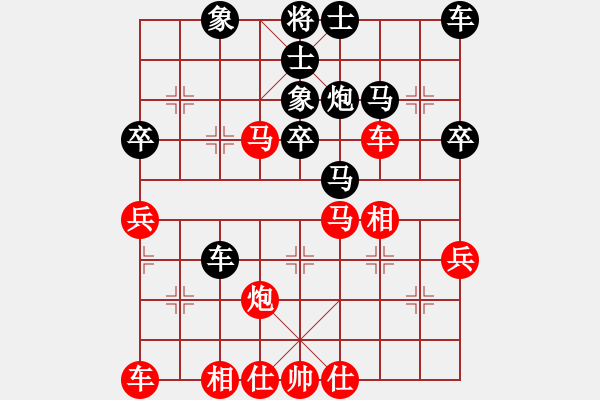 象棋棋谱图片：鱼网(6段)-负-广成子(7段) 顺炮直车对缓开车 黑过河炮 - 步数：40 