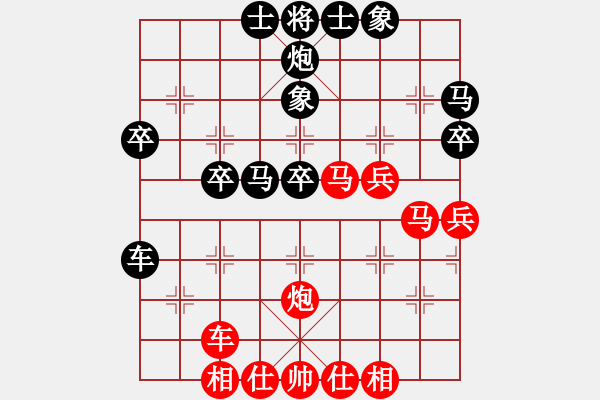 象棋棋譜圖片：天山居士(9段)-和-iqxgyr(7段)中炮過河車七路馬對(duì)屏風(fēng)馬 - 步數(shù)：40 