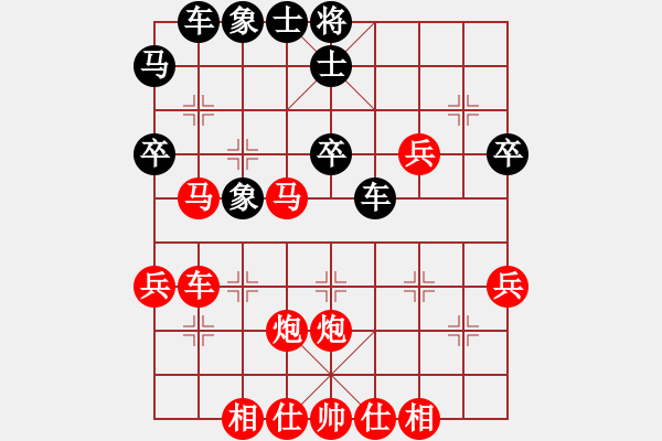 象棋棋譜圖片：葬心紅勝飛天-6968【中炮過河車互進(jìn)七兵對屏風(fēng)馬】 - 步數(shù)：40 