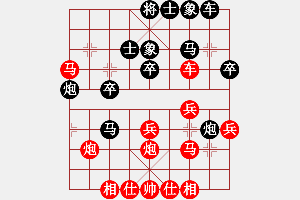 象棋棋譜圖片：葬心紅勝朱某【五七炮對(duì)屏風(fēng)馬】 - 步數(shù)：30 