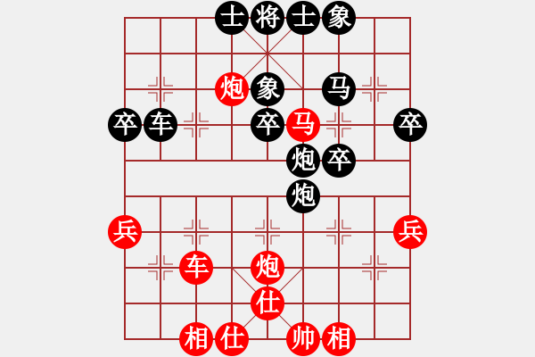 象棋棋譜圖片：失意人生680714紅負(fù)葬心【仙人指路轉(zhuǎn)右中炮對(duì)卒底炮】 - 步數(shù)：40 