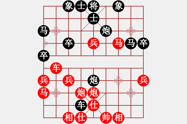 象棋棋譜圖片：3629130[紅] -和-行者必達 [黑]【順炮直車對橫車 紅過河車】 - 步數(shù)：40 