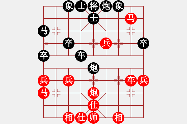 象棋棋譜圖片：3629130[紅] -和-行者必達 [黑]【順炮直車對橫車 紅過河車】 - 步數(shù)：60 