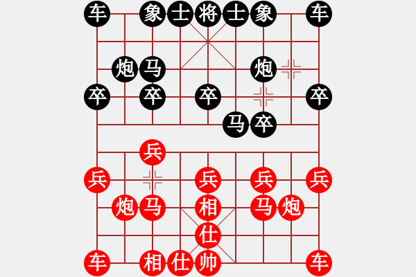 象棋棋譜圖片：起馬對進7卒（炮點要穴，擒馬速勝） - 步數(shù)：10 