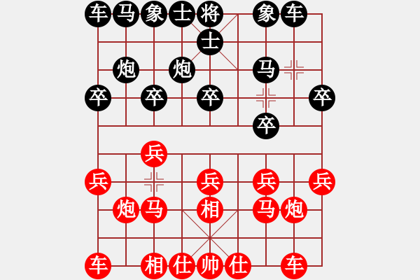 象棋棋譜圖片：相三進(jìn)五對(duì)黑士6進(jìn)5，黑棋勝率低，不如士4進(jìn)5、、、、、、、、、、、、、、網(wǎng)上行(8段)-負(fù)-尊嚴(yán)之下(9段) - 步數(shù)：10 