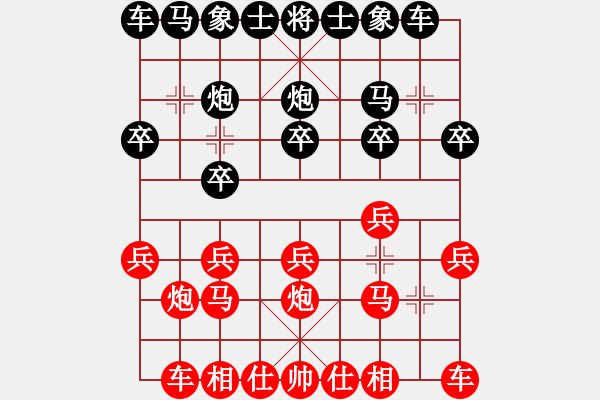 象棋棋譜圖片：葬心紅勝大圣車馬炮【順炮緩開車對直車】 - 步數(shù)：10 