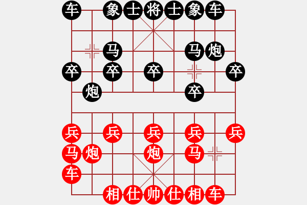 象棋棋谱图片：C06-9 中炮左边马对屏风马 红左横车 - 步数：10 