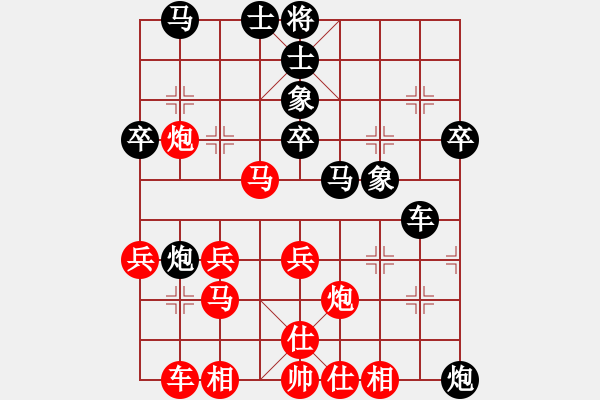 象棋棋譜圖片：五八炮橫車vs三步虎江南一匹狼4段勝吾業(yè)余棋手4段 - 步數(shù)：40 