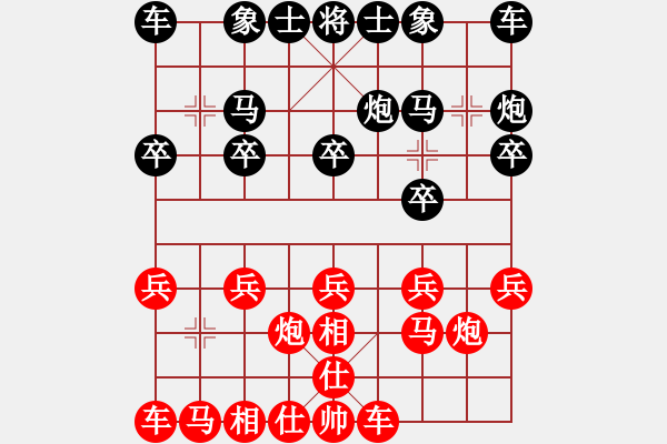 象棋棋譜圖片：《學(xué)習(xí)大師后手》過宮炮破飛相局（黑反宮馬邊炮 紅士角炮貼身車右炮過河） - 步數(shù)：10 