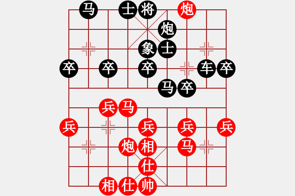 象棋棋譜圖片：《學(xué)習(xí)大師后手》過宮炮破飛相局（黑反宮馬邊炮 紅士角炮貼身車右炮過河） - 步數(shù)：30 