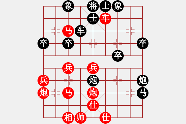 象棋棋譜圖片：戰(zhàn)神十三(4弦)-負(fù)-兵河五四三(5f)(五九炮對(duì)屏風(fēng)馬平炮兌車黑馬8進(jìn)7) - 步數(shù)：40 