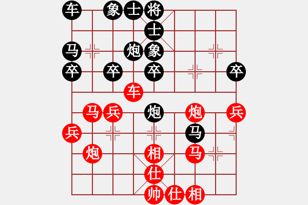 象棋棋譜圖片：狐狼的女人(天帝)-和-鐵老三(無(wú)上) 對(duì)兵轉(zhuǎn)兵底炮對(duì)右中炮 - 步數(shù)：30 