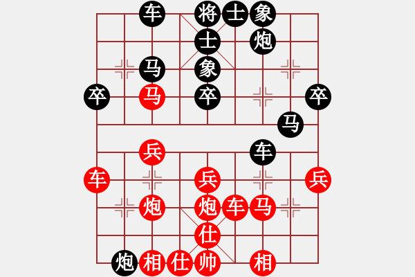 象棋棋譜圖片：中炮過河車進(jìn)七兵對屏風(fēng)馬進(jìn)7卒平炮兌車  紅馬七進(jìn)六 （黑飛右象） 飛刀之王(北斗)-勝-佳佳測試王 - 步數(shù)：40 