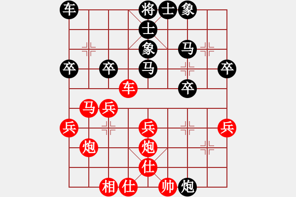 象棋棋谱图片：顺炮直车对缓开车4-2红马七进八5 - 步数：30 