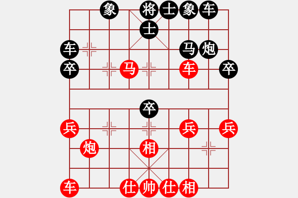 象棋棋譜圖片：《中炮橫車盤頭馬對屏風(fēng)馬》右橫車對進(jìn)3卒類第12局 盤頭馬對右馬盤河 - 步數(shù)：29 