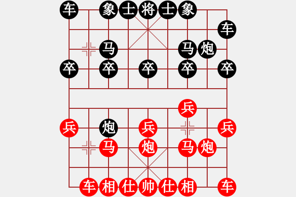 象棋棋譜圖片：左馬炮先勝知足常樂：雙橫車左右開弓 閃抽車天地悶殺 - 步數(shù)：10 