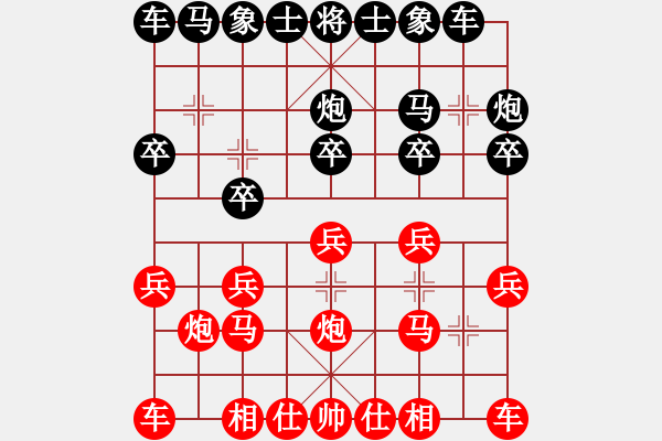 象棋棋譜圖片：三步虎轉(zhuǎn)列炮應(yīng)中炮進(jìn)三兵(業(yè)四升業(yè)五評(píng)測(cè)對(duì)局)我后勝 - 步數(shù)：10 