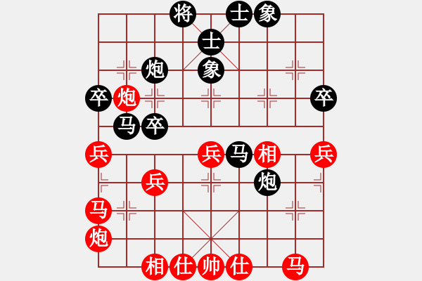 象棋棋譜圖片：五七炮對屏風(fēng)馬進(jìn)３卒【1】 - 步數(shù)：40 