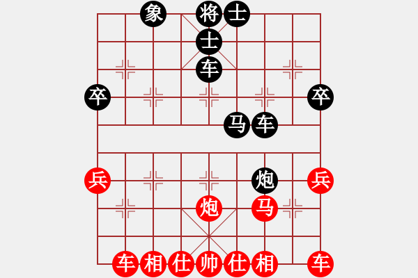 象棋棋譜圖片：8657www1230紅勝葬心〖中炮進(jìn)三兵對(duì)左炮封車(chē)轉(zhuǎn)列炮 紅兩頭蛇〗｛注｝ - 步數(shù)：40 