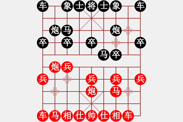 象棋棋譜圖片：唯我橫刀(日帥)-勝-品棋冬雪(人王)中炮巡河炮對屏風馬 - 步數(shù)：10 