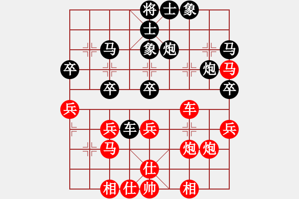 象棋棋譜圖片：五六炮對(duì)屏風(fēng)馬（黑兩頭蛇紅過(guò)河車(chē)）二 - 步數(shù)：40 