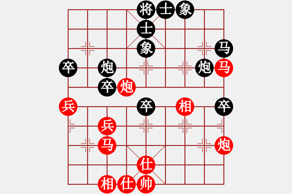 象棋棋譜圖片：五六炮對(duì)屏風(fēng)馬（黑兩頭蛇紅過(guò)河車(chē)）二 - 步數(shù)：54 