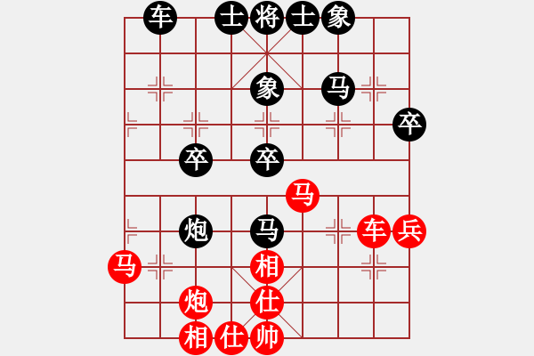 象棋棋譜圖片：池中清水[紅先勝] -VS- 鐵拳男人12345[黑]五七炮對屏風(fēng)馬進３卒 - 步數(shù)：40 