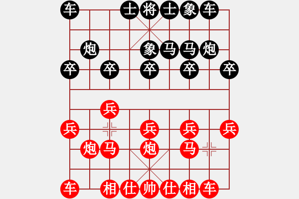 象棋棋譜圖片：贏一盤實在難[紅先勝] -VS- hzl5531[黑] 中炮對飛右象 - 步數(shù)：10 